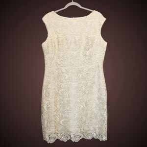 Lauren Ralph Lauren Dress Womens 14 Cream‎ Lace Holiday Party Dress